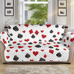 Red And Black Playing Card Suits Print Sofa Protector