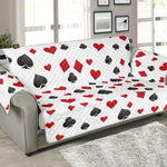 Red And Black Playing Card Suits Print Sofa Protector