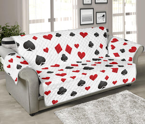 Red And Black Playing Card Suits Print Sofa Protector