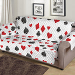 Red And Black Playing Card Suits Print Sofa Protector