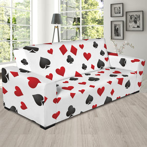 Red And Black Playing Card Suits Print Sofa Slipcover