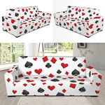 Red And Black Playing Card Suits Print Sofa Slipcover