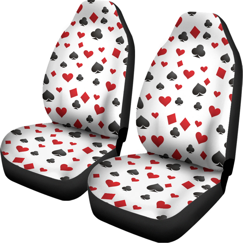 Red And Black Playing Card Suits Print Universal Fit Car Seat Covers