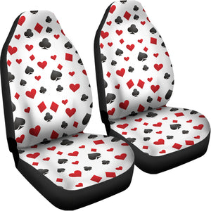 Red And Black Playing Card Suits Print Universal Fit Car Seat Covers