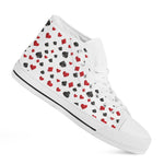 Red And Black Playing Card Suits Print White High Top Shoes