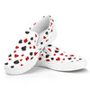 Red And Black Playing Card Suits Print White Slip On Shoes