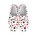 Red And Black Playing Card Suits Print White Slip On Shoes