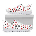 Red And Black Playing Card Suits Print White Running Shoes
