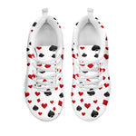 Red And Black Playing Card Suits Print White Sneakers