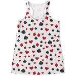 Red And Black Playing Card Suits Print Women's Racerback Tank Top