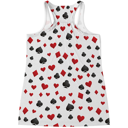 Red And Black Playing Card Suits Print Women's Racerback Tank Top