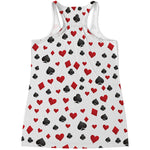 Red And Black Playing Card Suits Print Women's Racerback Tank Top