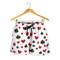 Red And Black Playing Card Suits Print Women's Shorts