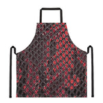 Red And Black Snakeskin Print Apron