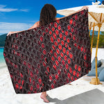 Red And Black Snakeskin Print Beach Sarong Wrap