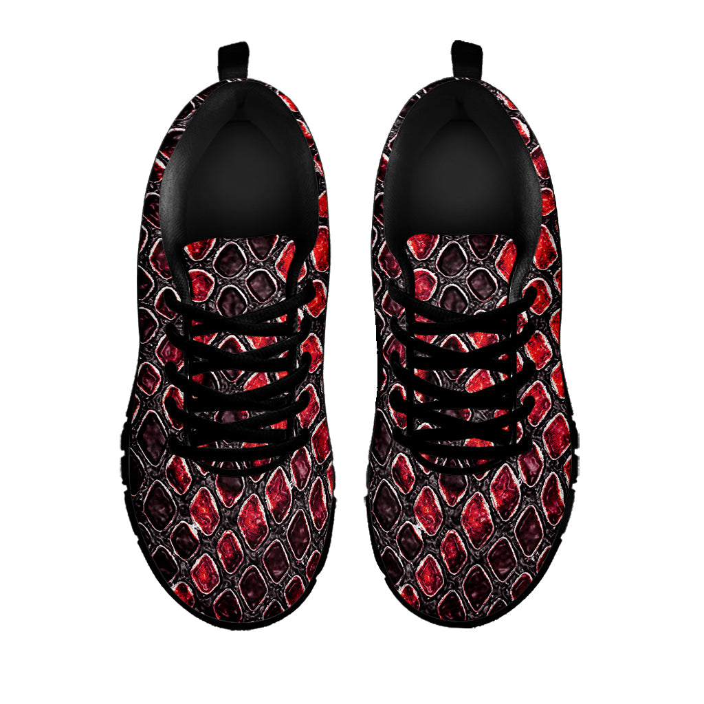 Red And Black Snakeskin Print Black Sneakers