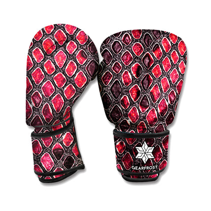 Red And Black Snakeskin Print Boxing Gloves