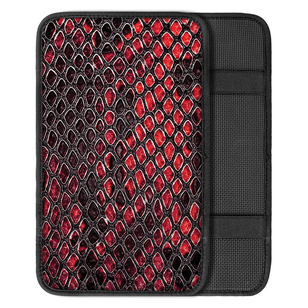Red And Black Snakeskin Print Car Center Console Cover