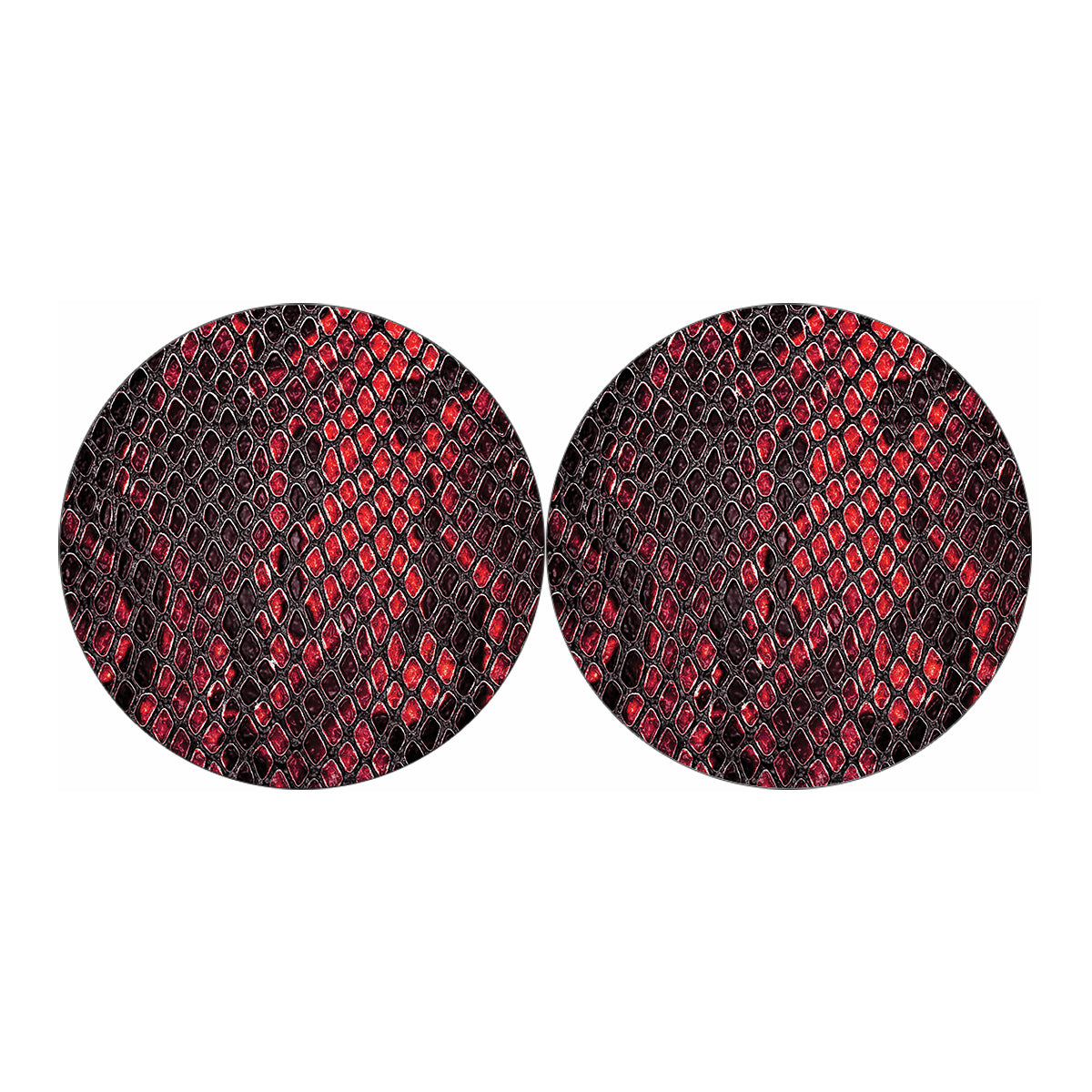 Red And Black Snakeskin Print Car Coasters