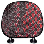 Red And Black Snakeskin Print Car Headrest Covers