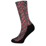 Red And Black Snakeskin Print Crew Socks