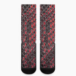 Red And Black Snakeskin Print Crew Socks