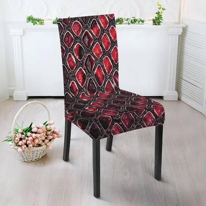 Red And Black Snakeskin Print Dining Chair Slipcover
