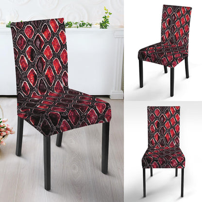 Red And Black Snakeskin Print Dining Chair Slipcover