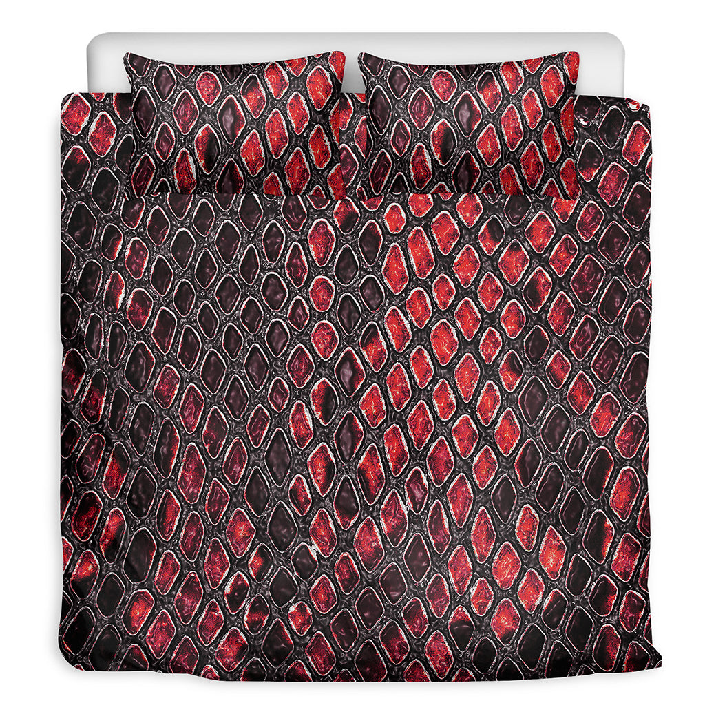 Red And Black Snakeskin Print Duvet Cover Bedding Set