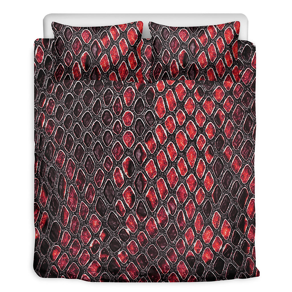 Red And Black Snakeskin Print Duvet Cover Bedding Set