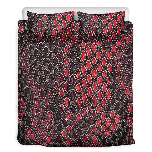 Red And Black Snakeskin Print Duvet Cover Bedding Set