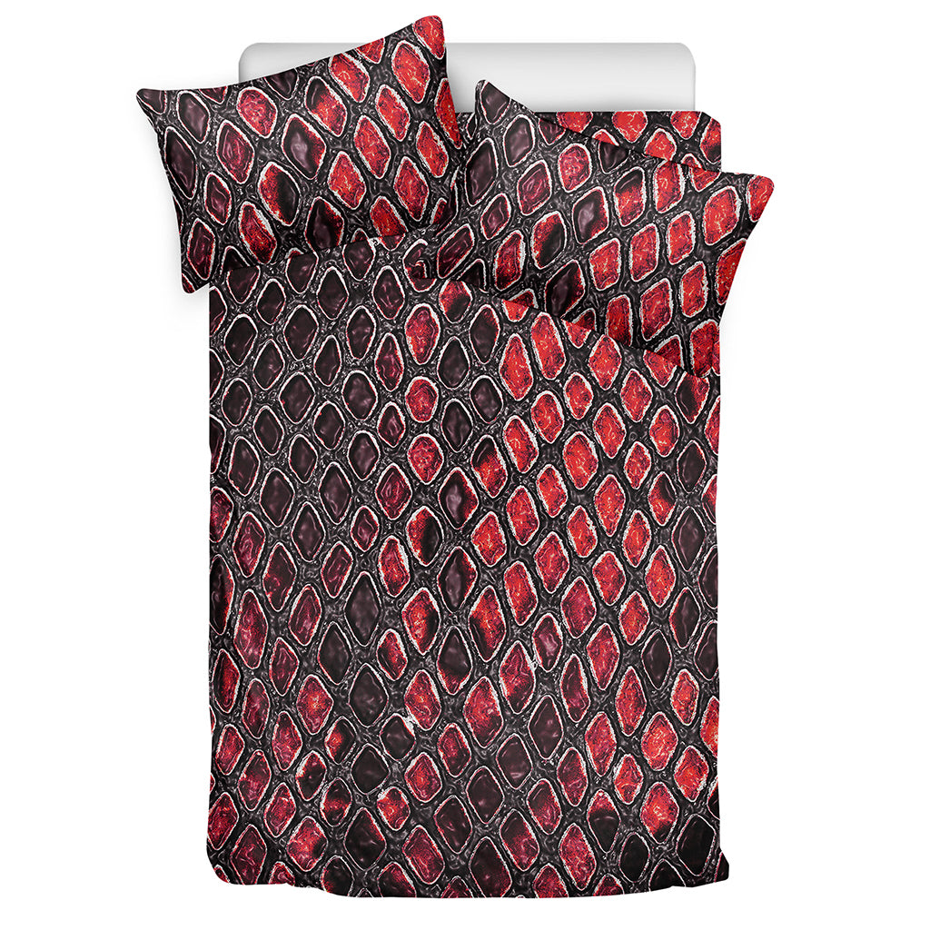 Red And Black Snakeskin Print Duvet Cover Bedding Set