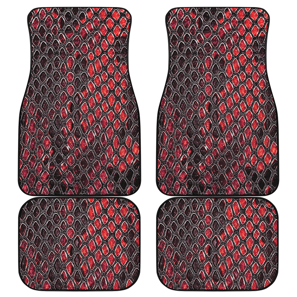 Red And Black Snakeskin Print Front and Back Car Floor Mats