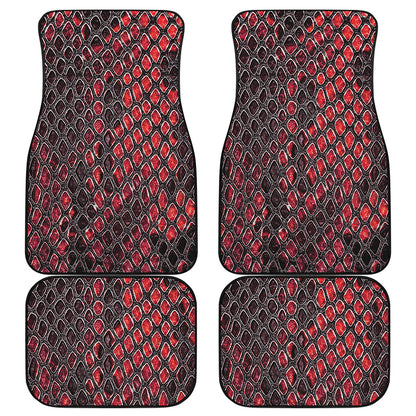 Red And Black Snakeskin Print Front and Back Car Floor Mats