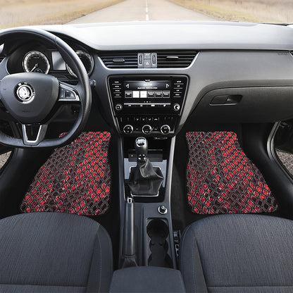 Red And Black Snakeskin Print Front and Back Car Floor Mats