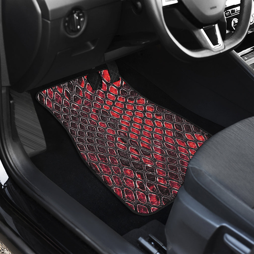 Red And Black Snakeskin Print Front and Back Car Floor Mats