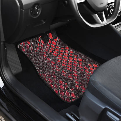 Red And Black Snakeskin Print Front and Back Car Floor Mats