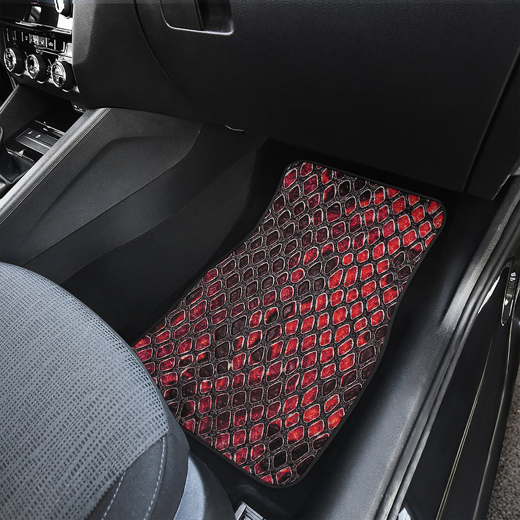 Red And Black Snakeskin Print Front and Back Car Floor Mats
