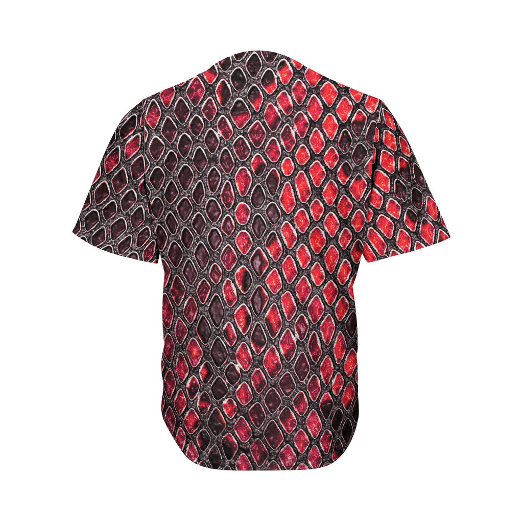 Red And Black Snakeskin Print Men's Baseball Jersey