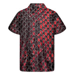 Red And Black Snakeskin Print Men's Short Sleeve Shirt