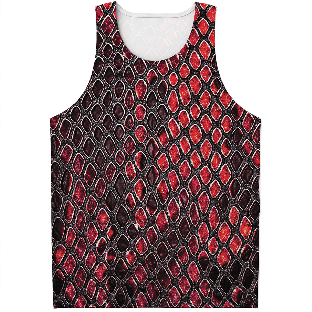 Red And Black Snakeskin Print Men's Tank Top