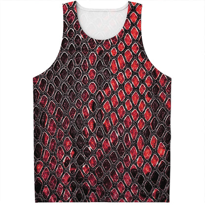 Red And Black Snakeskin Print Men's Tank Top