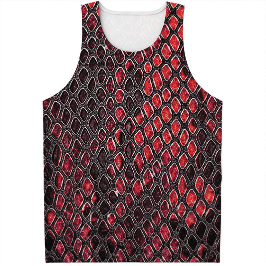 Red And Black Snakeskin Print Men's Tank Top