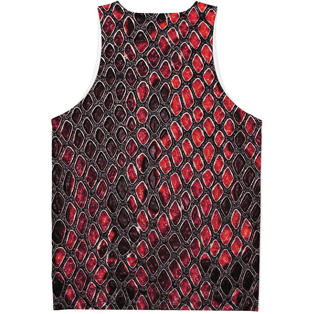 Red And Black Snakeskin Print Men's Tank Top