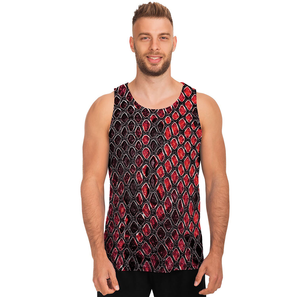 Red And Black Snakeskin Print Men's Tank Top