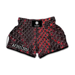 Red And Black Snakeskin Print Muay Thai Boxing Shorts