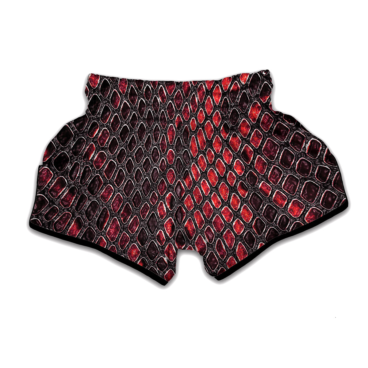 Red And Black Snakeskin Print Muay Thai Boxing Shorts