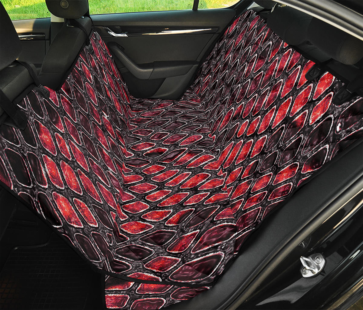 Red And Black Snakeskin Print Pet Car Back Seat Cover