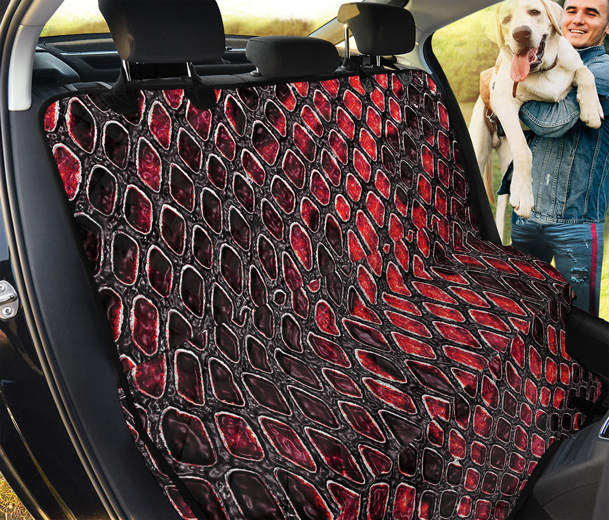 Red And Black Snakeskin Print Pet Car Back Seat Cover