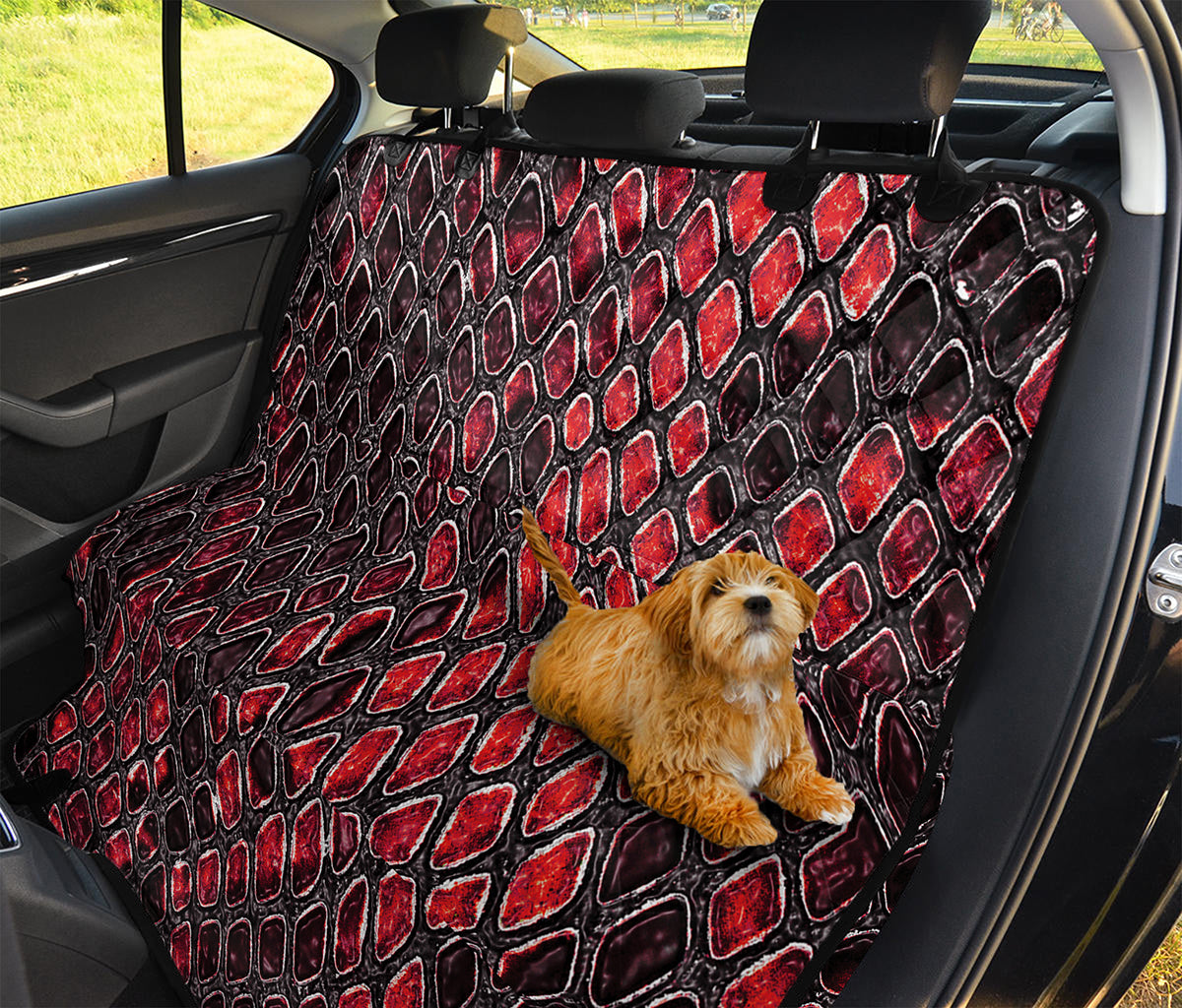 Red And Black Snakeskin Print Pet Car Back Seat Cover